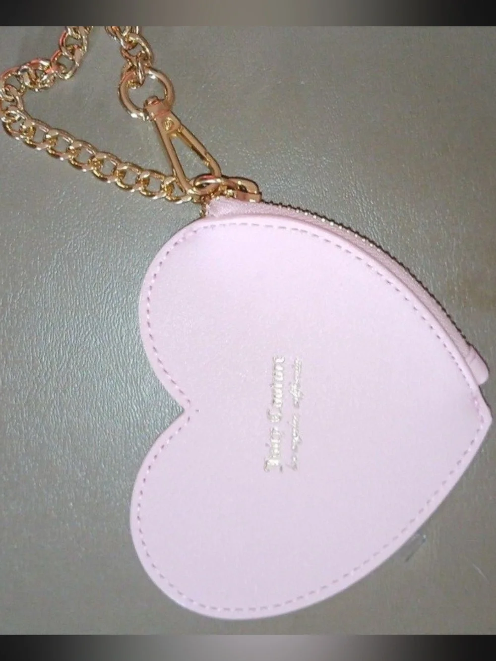 Juicy Couture Pink Heart Key & Card Holder with Gold Chain
